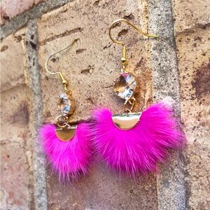 Hot Pink Puff Earrings